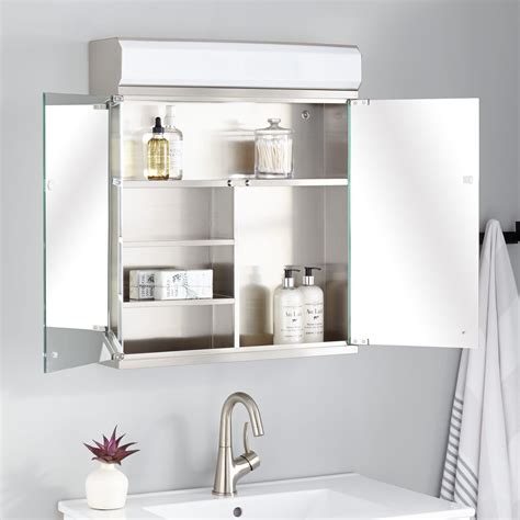 delview stainless steel lighted medicine cabinet with mirror|led medicine cabinet wall mounted.